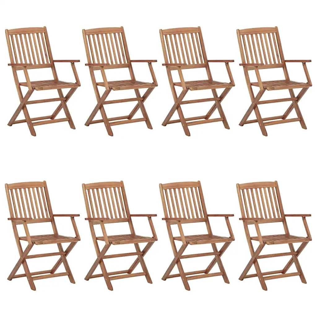 Sedie da Giardino Pieghevoli 8 pz con Cuscini Massello Acacia 3074974