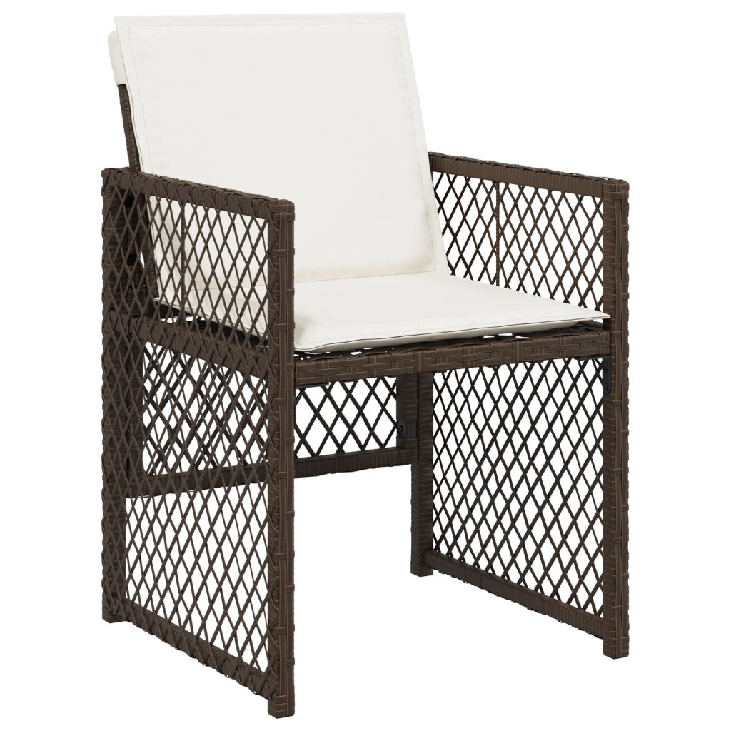 Set da Pranzo per Giardino vitaXL con Cuscini Marrone Rattan in Polimero