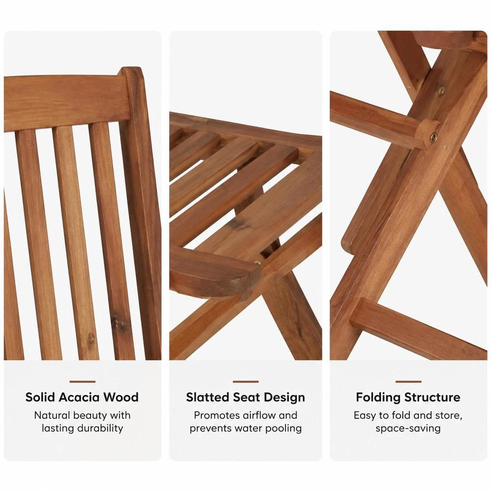 Folding Garden Chairs, 2 Pieces, Solid Acacia Wood