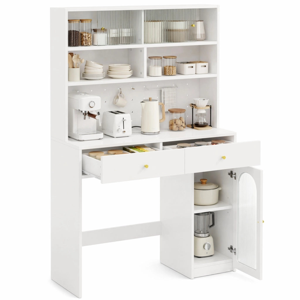Mobile cucina multifunzione con piano di lavoro 120x45x180 cm; bianco in MDF