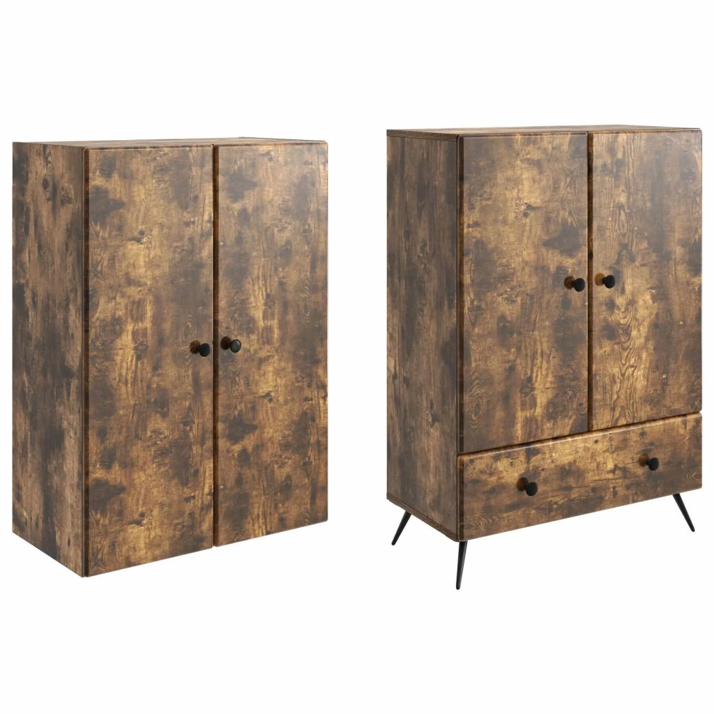 Set di armadi 2 pcs Rovere Fumo Legno ingegnerizzato