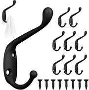Hanger per abbigliamento - 8 pezzi - Hanger a parete retro - Hanger metallico - Doppio hanger decorativo - Nero - Adatto per porte in legno - Hanger a kapok