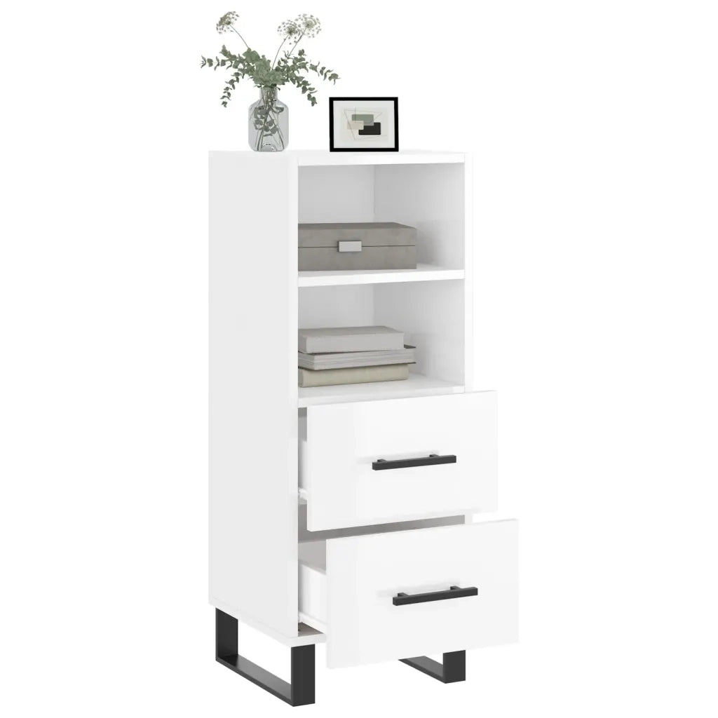 Credenza Bianco Lucido 34,5x34x90 cm in Legno Multistrato 828694