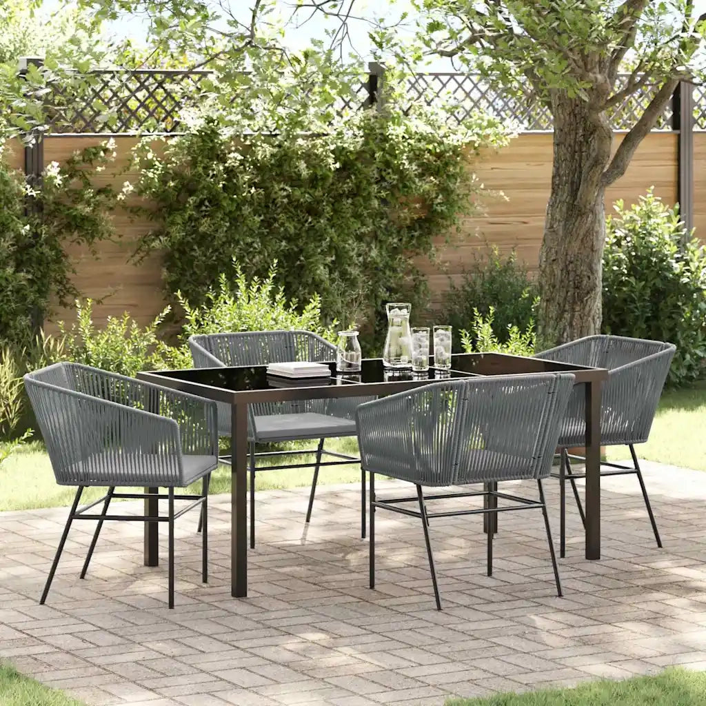 Set da Pranzo per Giardino con cuscino 5 pcs Grigio 3380935
