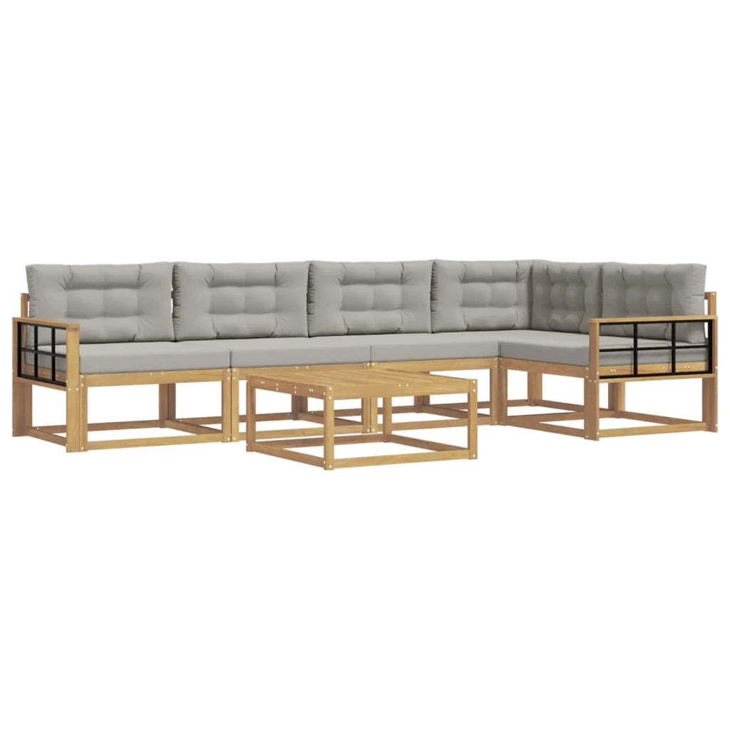 Set di divani da esterno 6 pz Bianco e Grigio Chiaro Poliestere 3386490