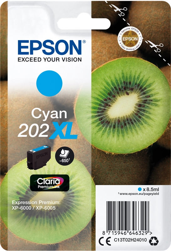 Epson Kiwi Singlepack Cyan 202XL Claria Premium Ink