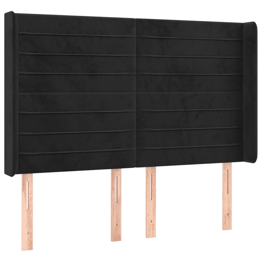 Letto a Molle con Materasso e LED Nero 140x200 cm in Velluto