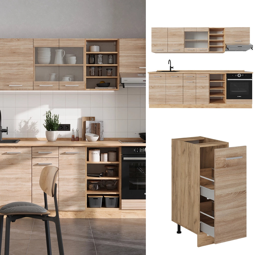 Vicco Cucina componibile Rovere Sonoma/Goldkraft 240 cm , PL Marmo