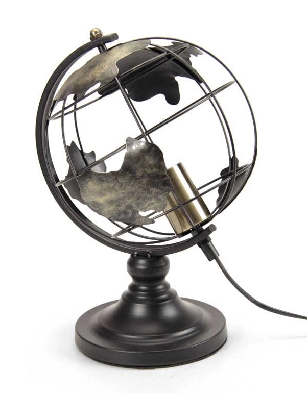MAURY'S LAMPADA MAPPAMONDO CON STRUTTURA IN METALLO 24X24X35 CM COLORE NERO
