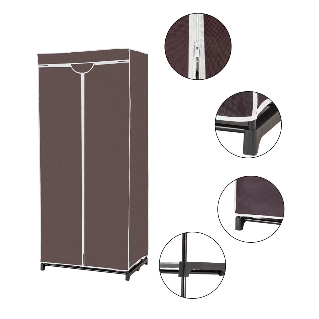 Armadio contenitore 75 x 50 x 170 cm grande capacità design semplice tessuto non tessuto marrone 20_0010305
