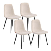 Sedie da pranzo set da 4 struttura in metallo piedini regolabili facili da pulire sedie da cucina tessuto in ciniglia PU testurizzato bianco 12_0004983