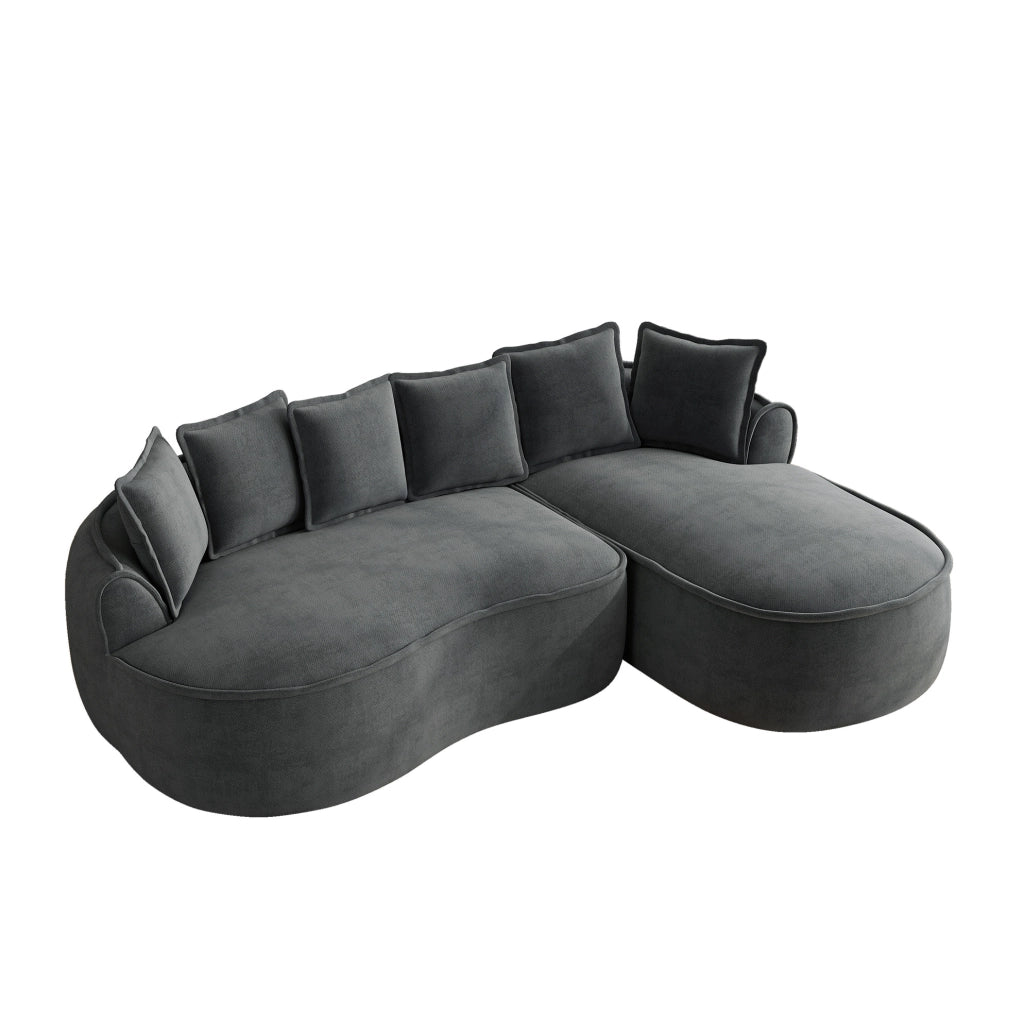 Divano modulare angolare con chaise longue 252x164x67 cm in ciniglia grigia; senza montaggio