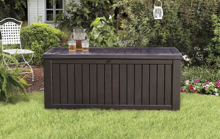 Baule Cassapanca da Esterno 155x64,4x72,4 cm in Resina Keter Rockwood Marrone