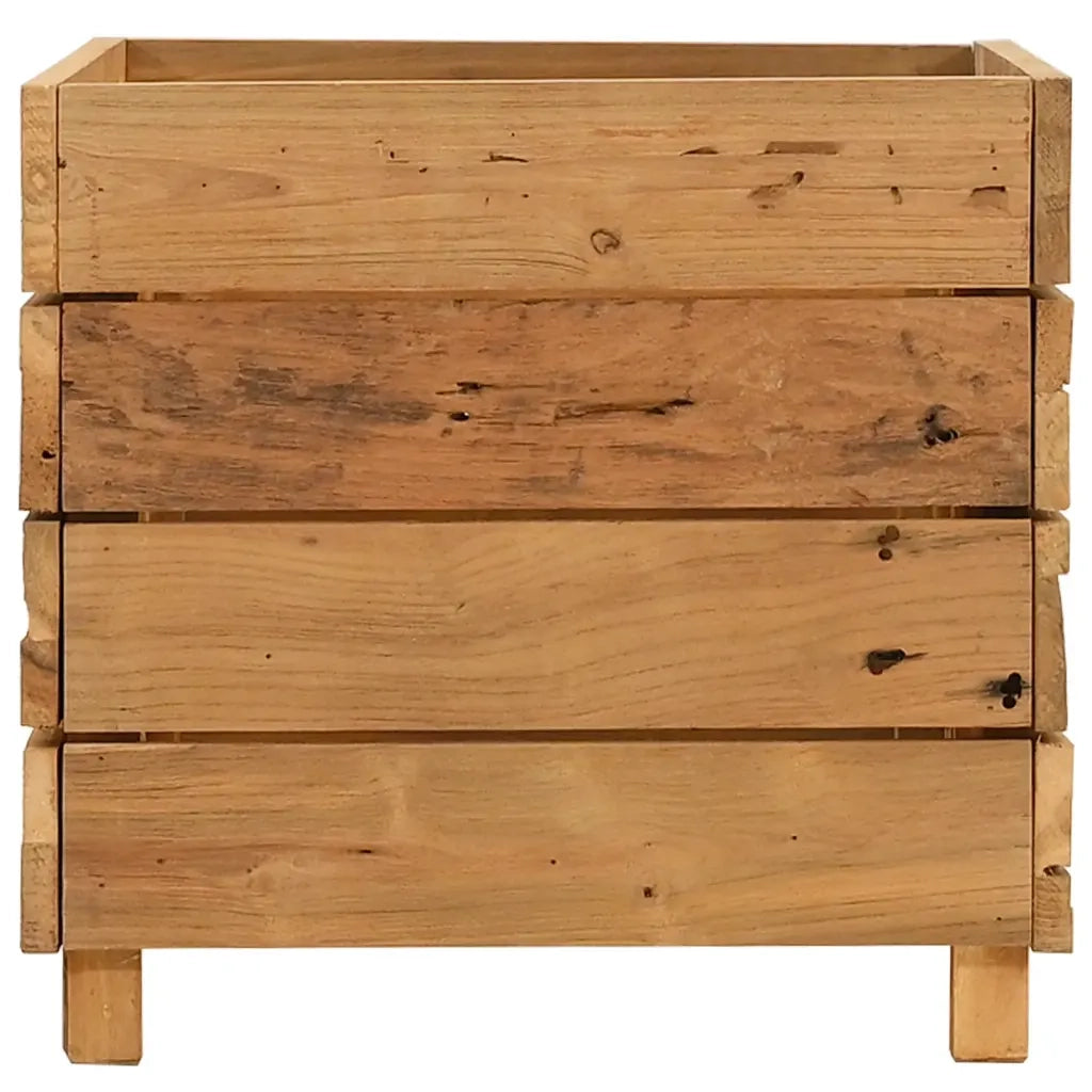 Letto Rialzato 50x40x38 cm Legno di Teak di Recupero e Acciaio 47421