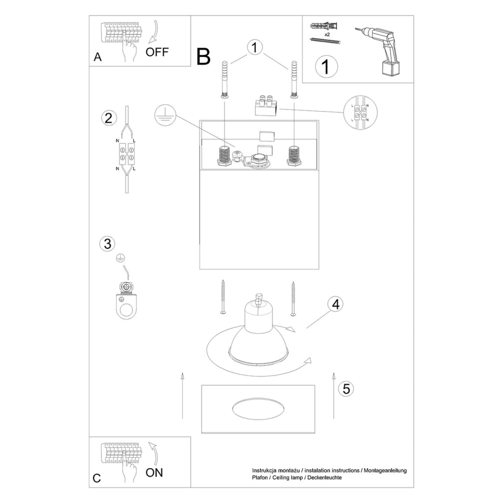 Faretto soffitto quadrato grigio 10cm GU10 10W Pure Lume