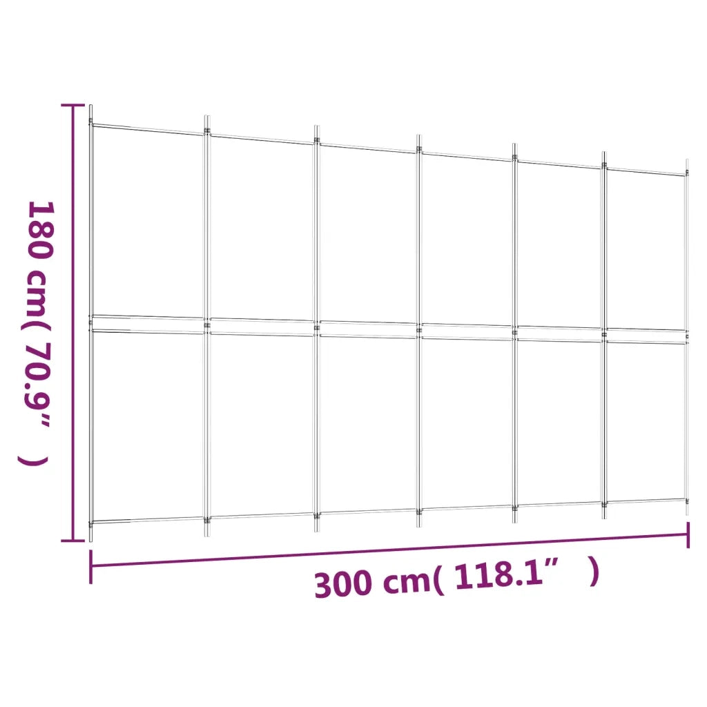 Divisorio a 6 Pannelli Antracite 300 x 180 cm Tessuto 350224