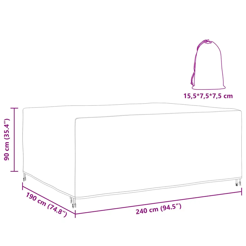 vidaXL Copertura per mobili da esterno Nero 240 x 190 x 90 cm 210D