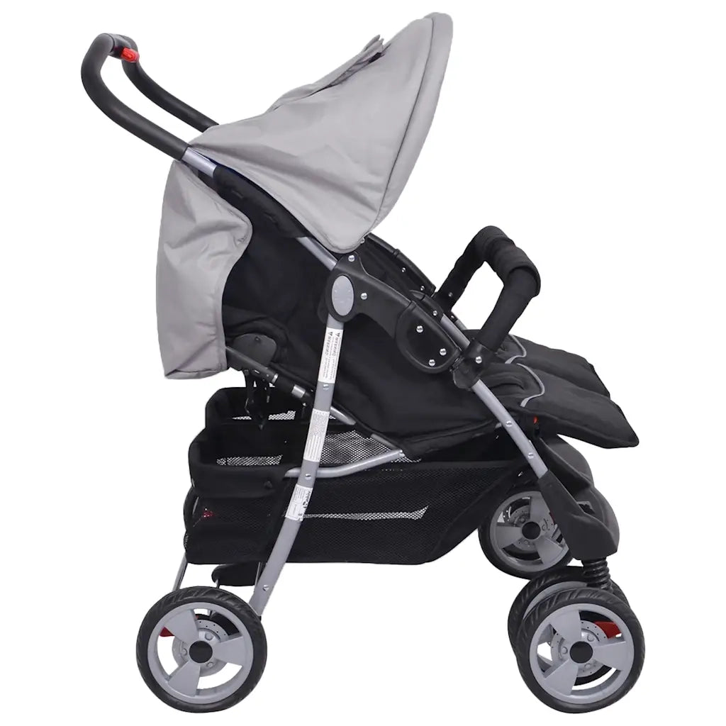 Passeggino Gemellare in Acciaio Grigio e Nero CFW1926908