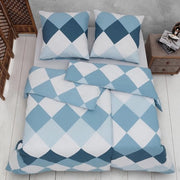 Set di letto 135 x 200 cm, 4 pezzi, azzurro turquesa, Oeko-Tex, 80% cotone e 20% poliestere, 2 coperte da letto con cerniera + 2 cuscini 80 x 80 cm, chiusura a sacchetto, modello Quattro