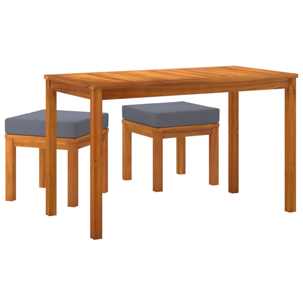 Set da Pranzo da Giardino 3pz | Set Salotto da Giardino con Cuscini Legno Massello Acacia