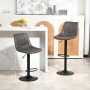 Sgabello da bar vintage set da 2 con altezza regolabile poggiapiedi in microfibra e metallo grigio scuro