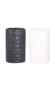 1 Pezzo Bicchiere Portaspazzolini in Ceramica Scritta Brish 2 Colori