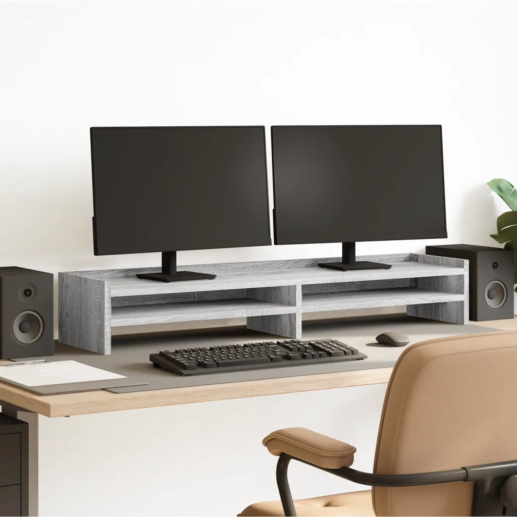 vidaXL Supporto Monitor Grigio Sonoma 100x24x16 cm Legno Multistrato