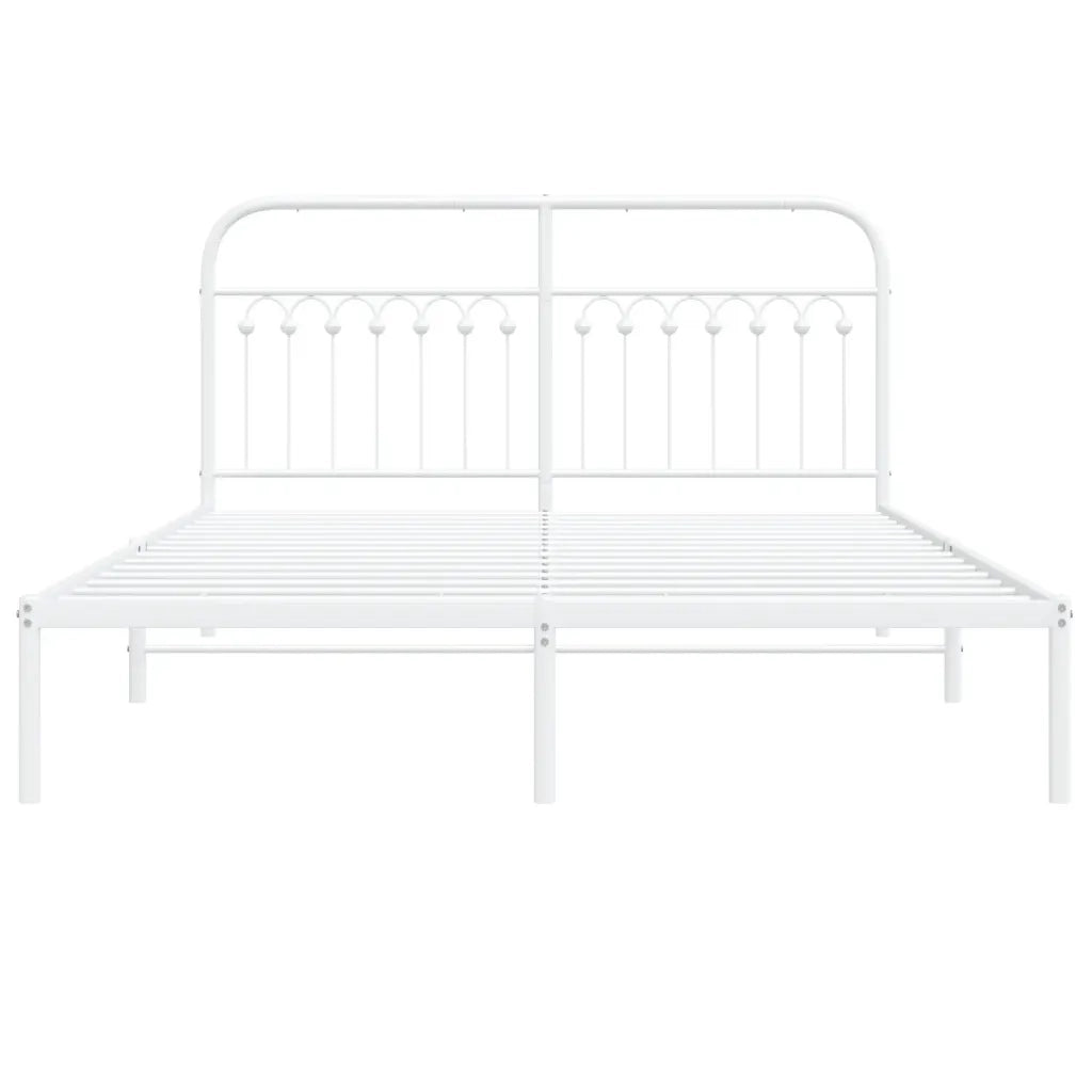 Giroletto con Testiera Metallo Bianco 150x200 cm 376651