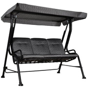 DONDOLO DA GIARDINO PER 3 PERSONE CON TETTUCCIO REGOLABILI 200X120X170CM NERO