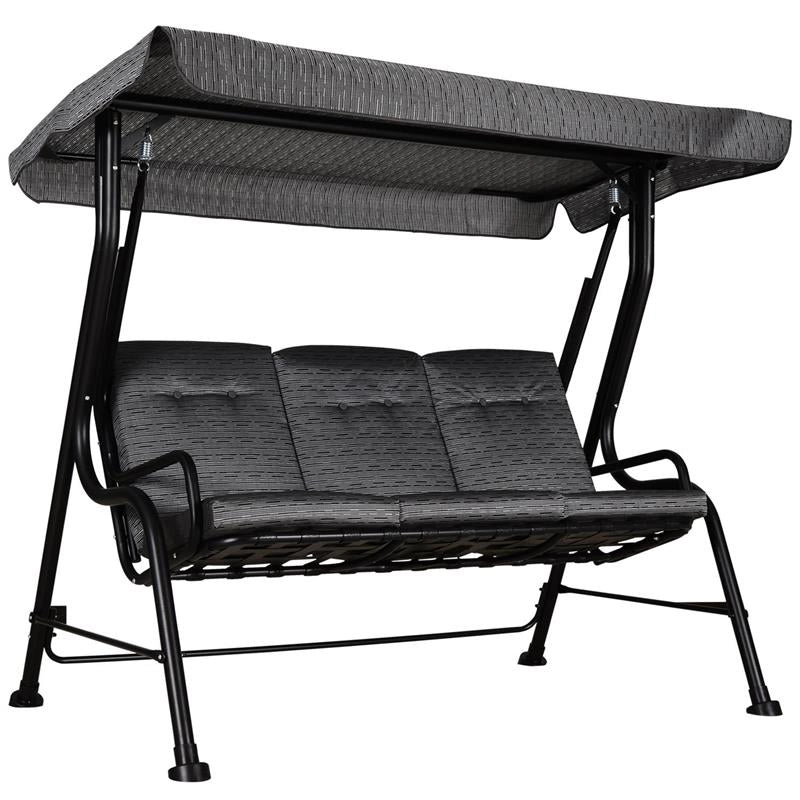 DONDOLO DA GIARDINO PER 3 PERSONE CON TETTUCCIO REGOLABILI 200X120X170CM NERO