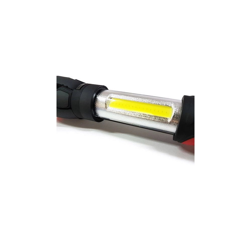 Trade Shop - Torcia Doppia Luce Led Con Base Magnetica Da Lavoro Ricaricabile Usb Dt-2018 -