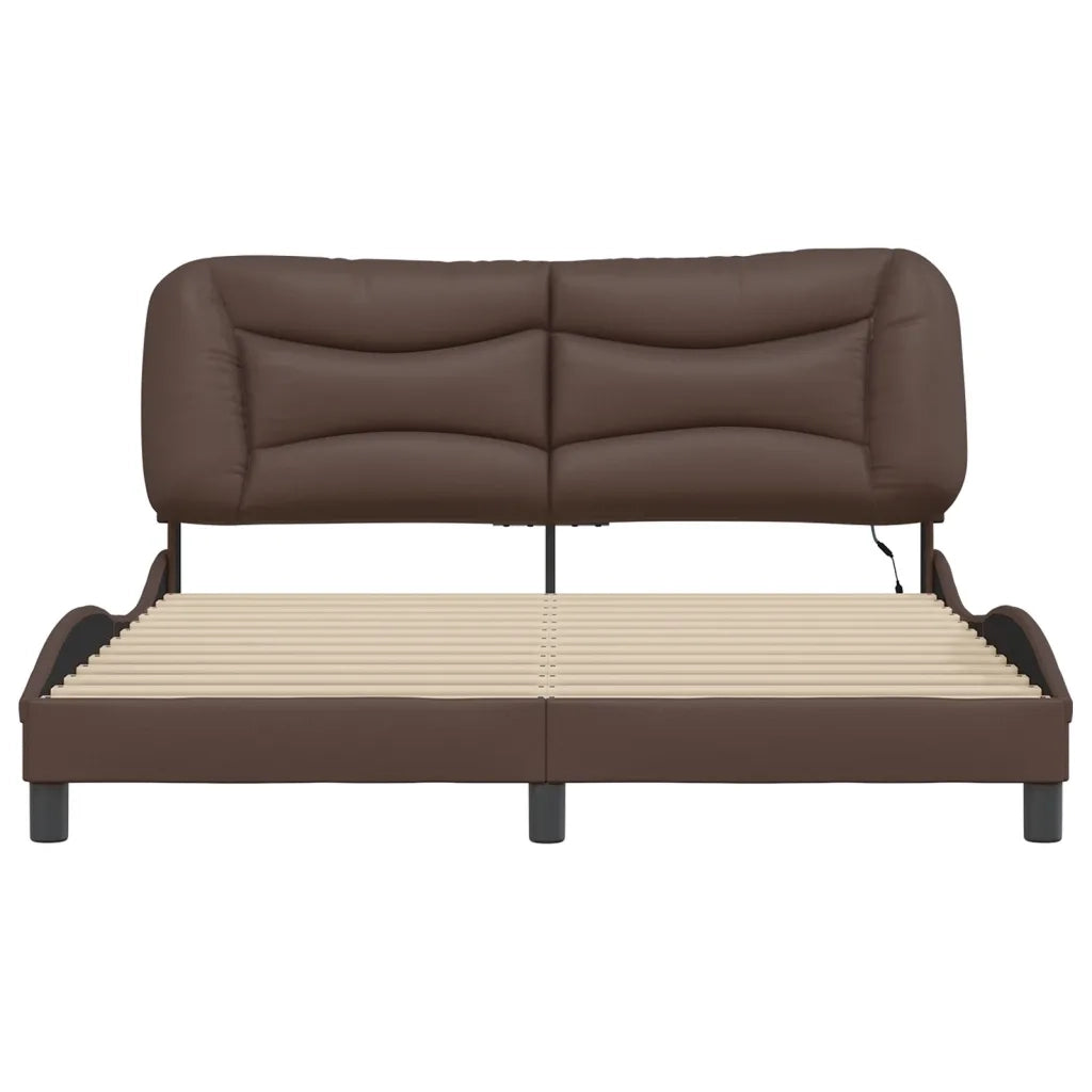 Giroletto con LED senza Materasso-Struttura Letto Hvar Marrone 160x200 cm
