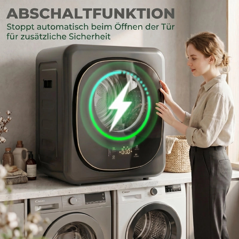 ASCIUGATRICE a pompa di calore compatta, 4 kg, nera, con display touch