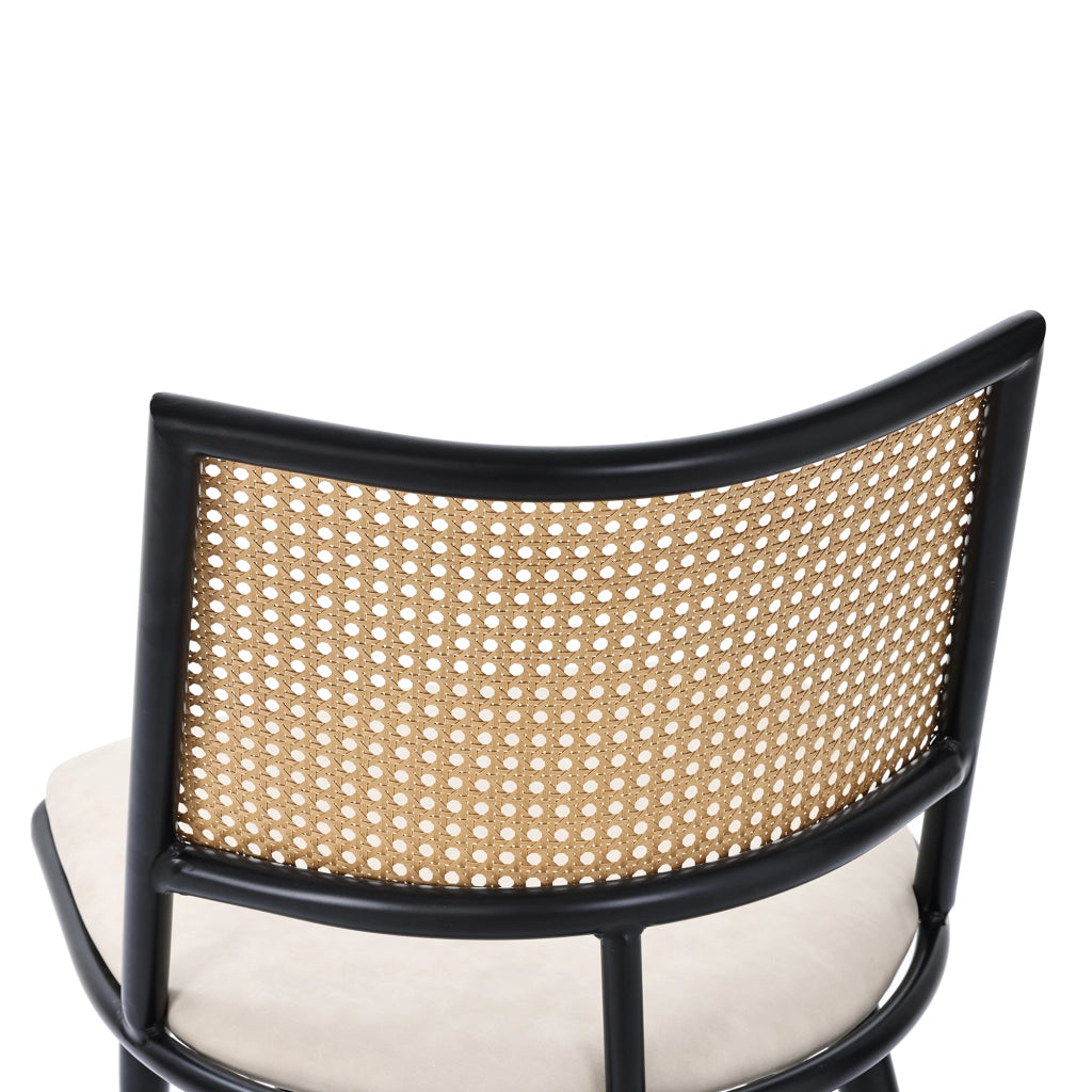Sedie da sala da pranzo in rattan con seduta in PU leggere e traspiranti per soggiorno e cucina nere set 4