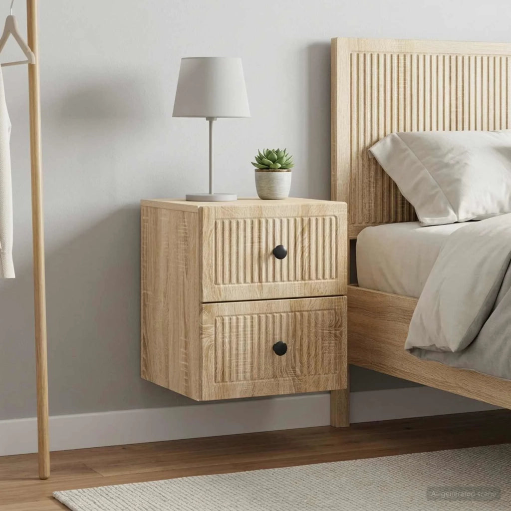 Mobiletto da notte a muro 2 pz Rovere Sonoma 33 x 34,5 x 40 cm 897960