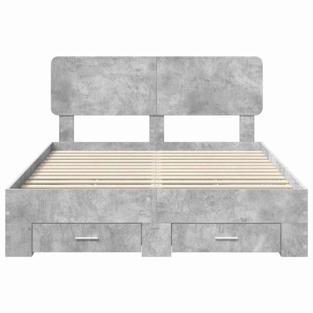 Struttura del letto con testiera Grigio cemento 140 x 200 cm