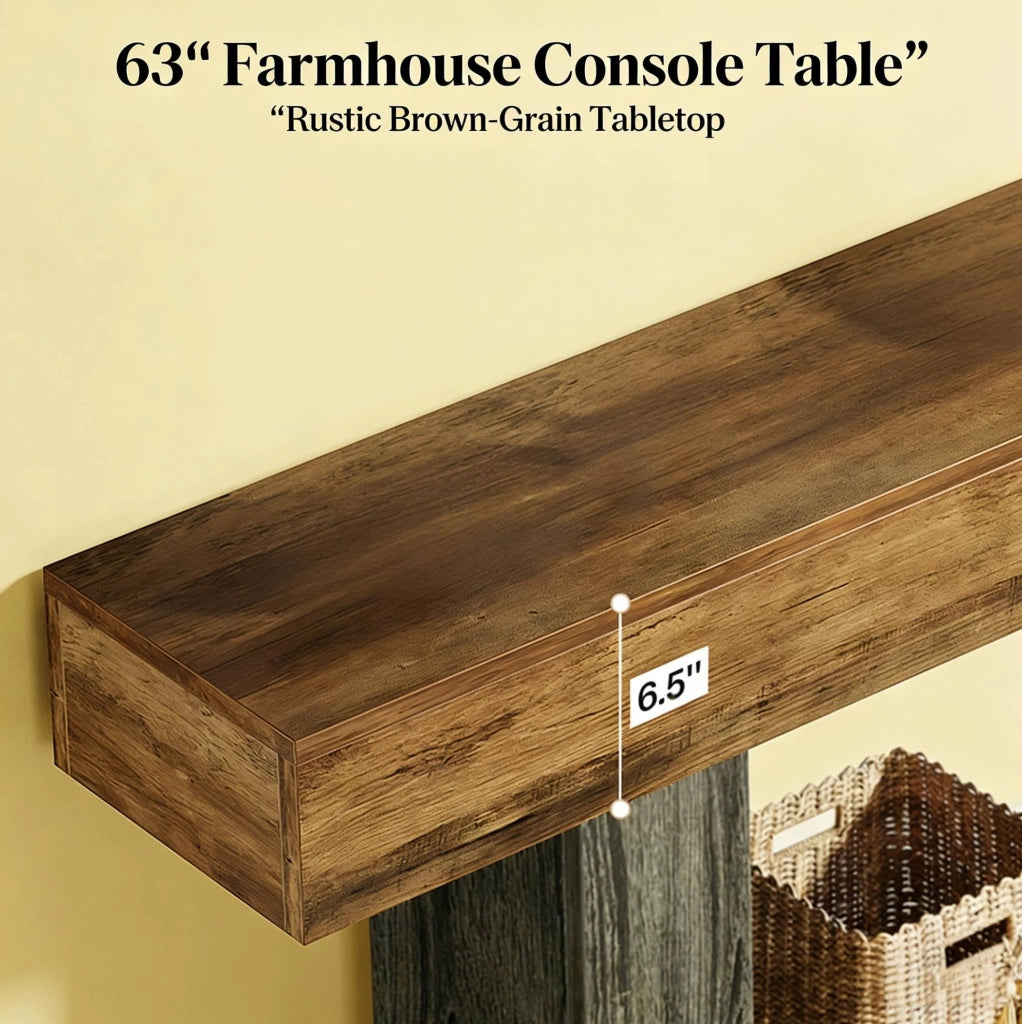 Tavolo consolle 160 cm in MDF E1 con ripiano inferiore grigio e marrone rustico