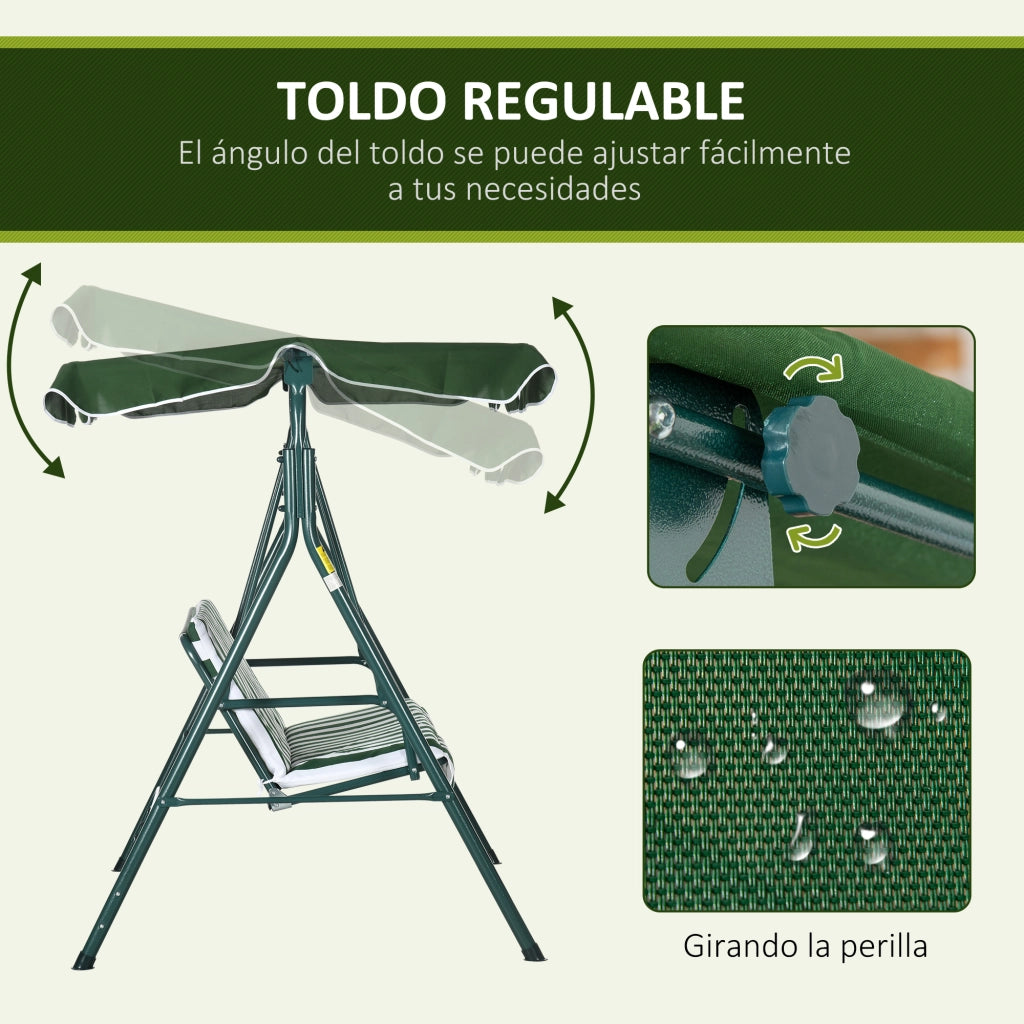 Altalena da Giardino 3 Posti con Cuscino ¨C zephmum ¨C Grigio Verde 172x110x153 cm