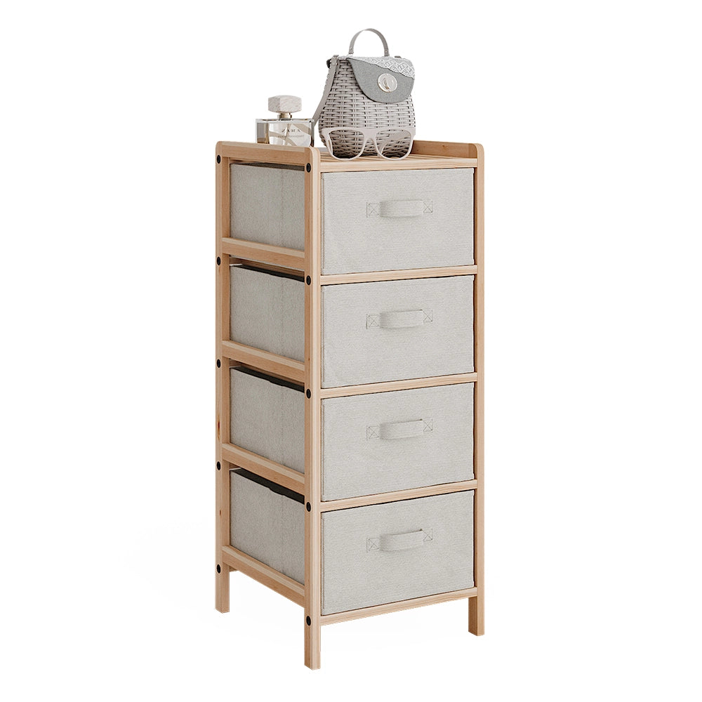Vicco Mobile da bagno Beige 34.5 x 86 cm con 4 cassetti in tessuto