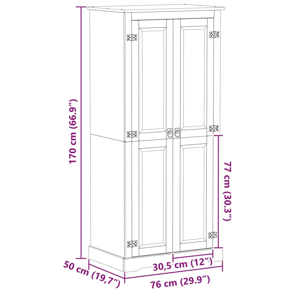 Armadi con lo scaffale Bianco 76 x 50 x 170 cm Pino massello CFW8459156