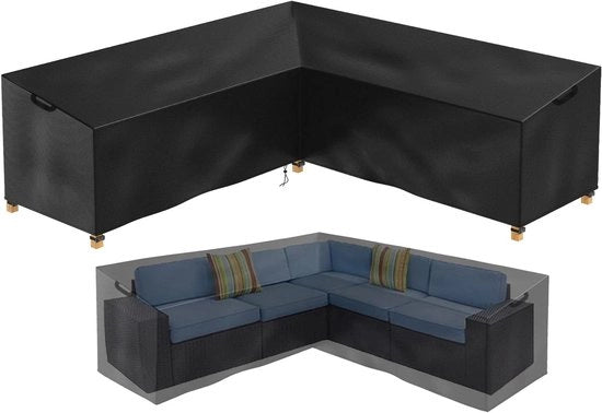 Copertura protettiva per mobili da giardino a forma V, divano e poltrona da cocktail - Tela impermeabile 600D - Allunga la durata di vita dei mobili - 254x254x85x80cm