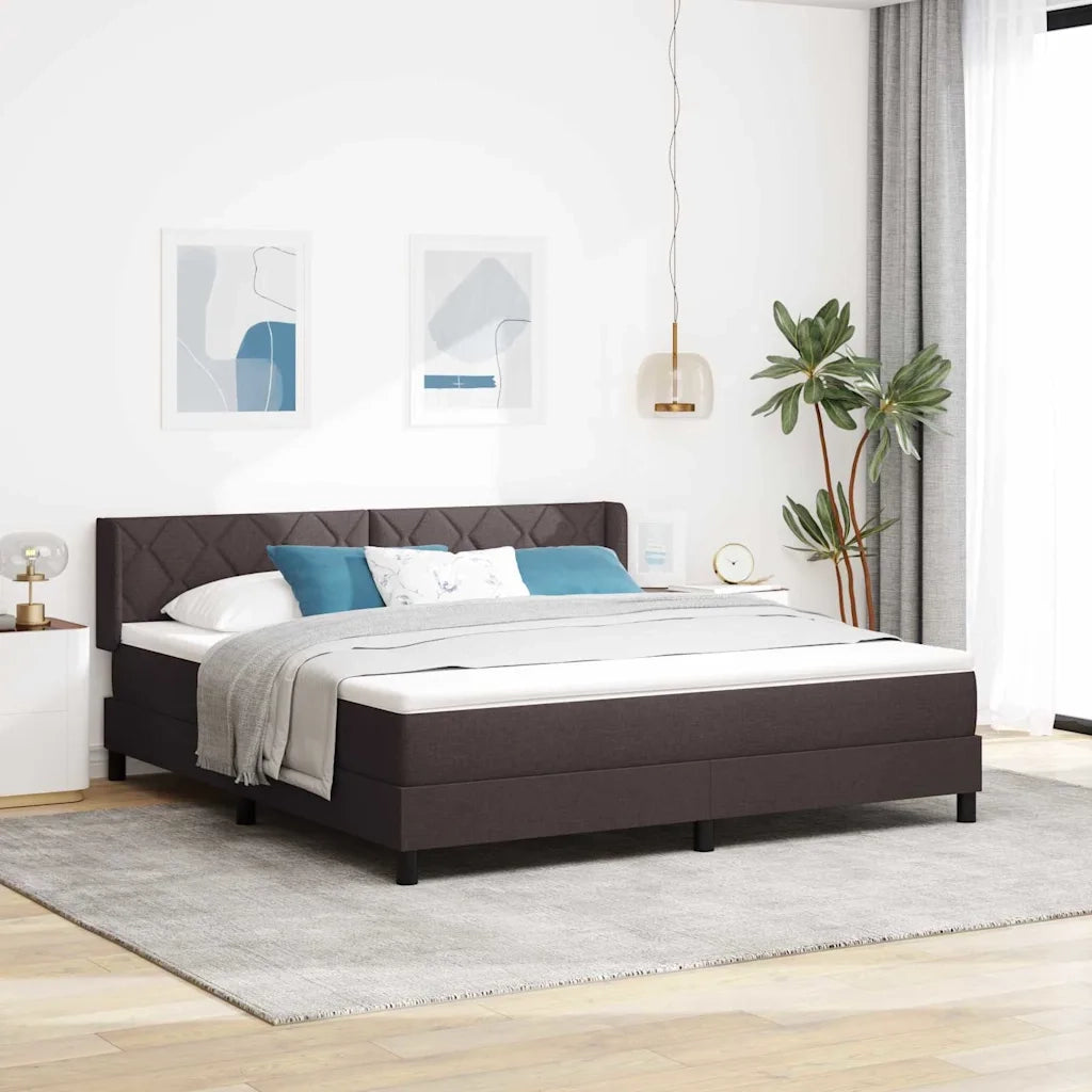 Letto a molle Marrone Scuro 200 x 180 cm Poliestere 3341184
