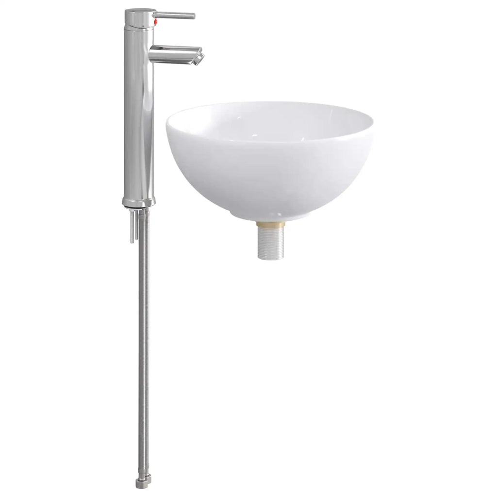 Lavabo con rubinetto e scarico Cromato 32 x 32 x 13 cm Ceramica 890242