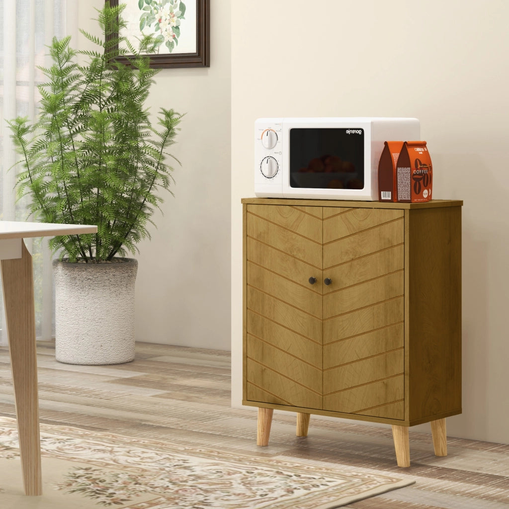 Mobile Multiuso Stile Vintage in Legno con Due Ripiani interni, 60x30x76cm