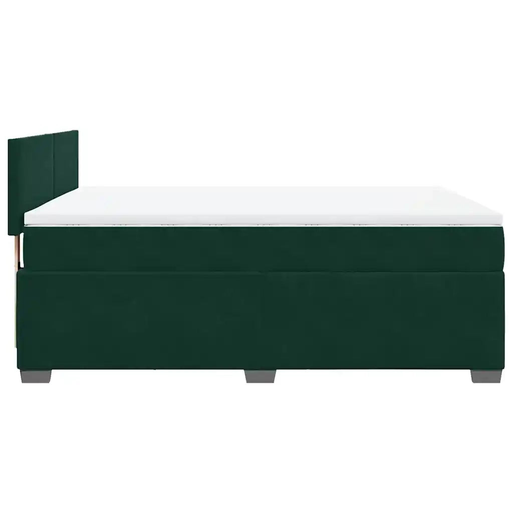 Giroletto a Molle con Materasso Verde Scuro 140x200 cm Velluto