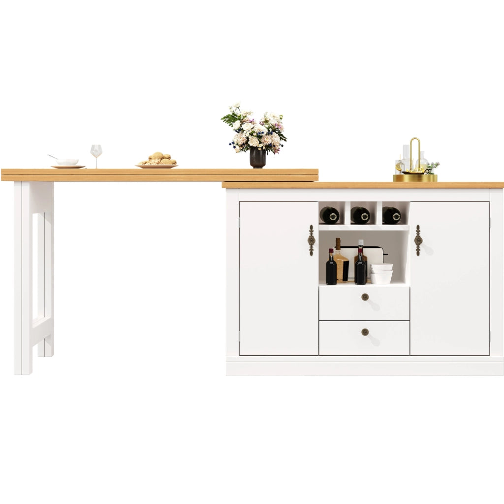 Tavolo bar estensibile con contenitore 120-180 cm bianco