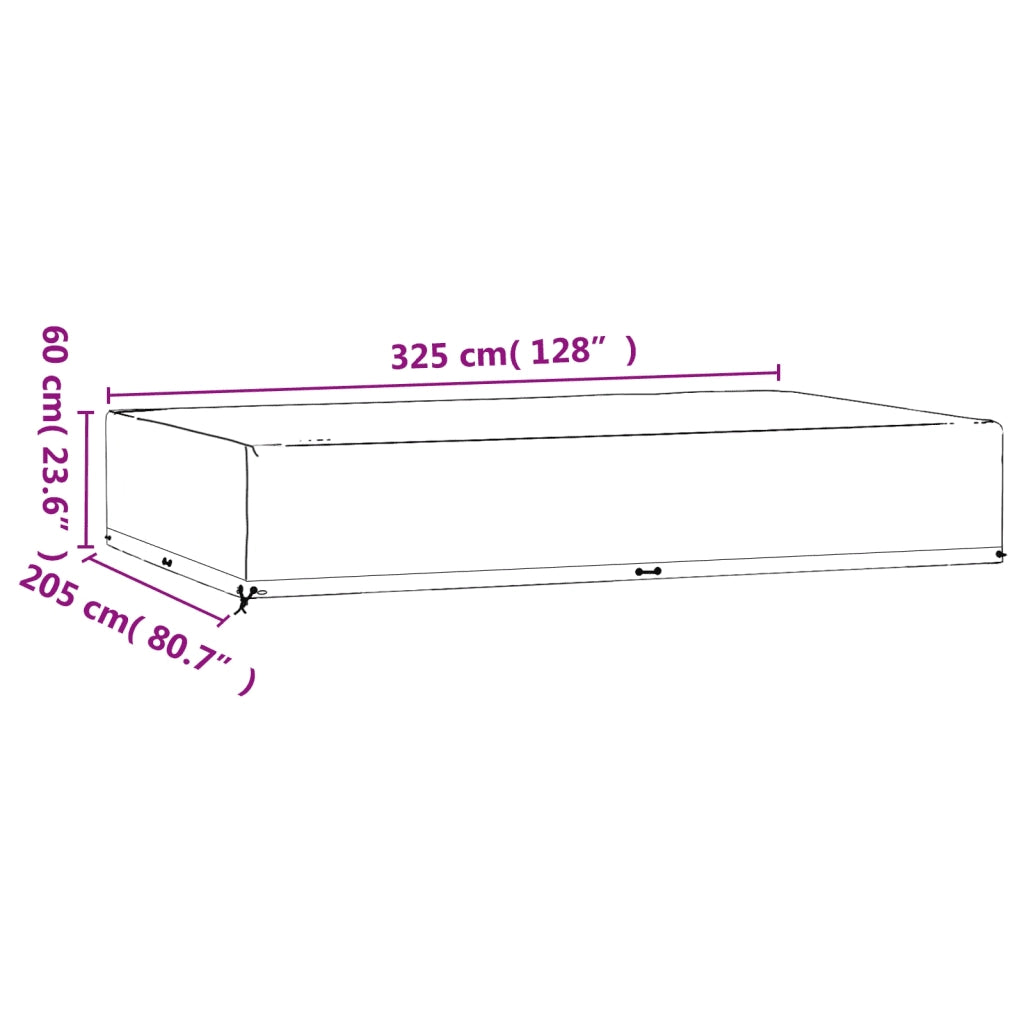 Copertura Mobili Giardino | Telone per mobili da esterni 16 Occhielli 325x205x60 Rettangolare