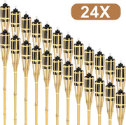 Set di lanterne per giardino in bambù - 24 pezzi - lanterna 90 cm - lanterne da giardino con fiamma