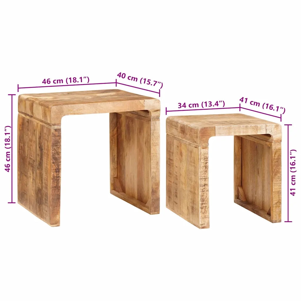 Tavoli da annidamento 2 pcs Marrone Legno di mango massello 4104559