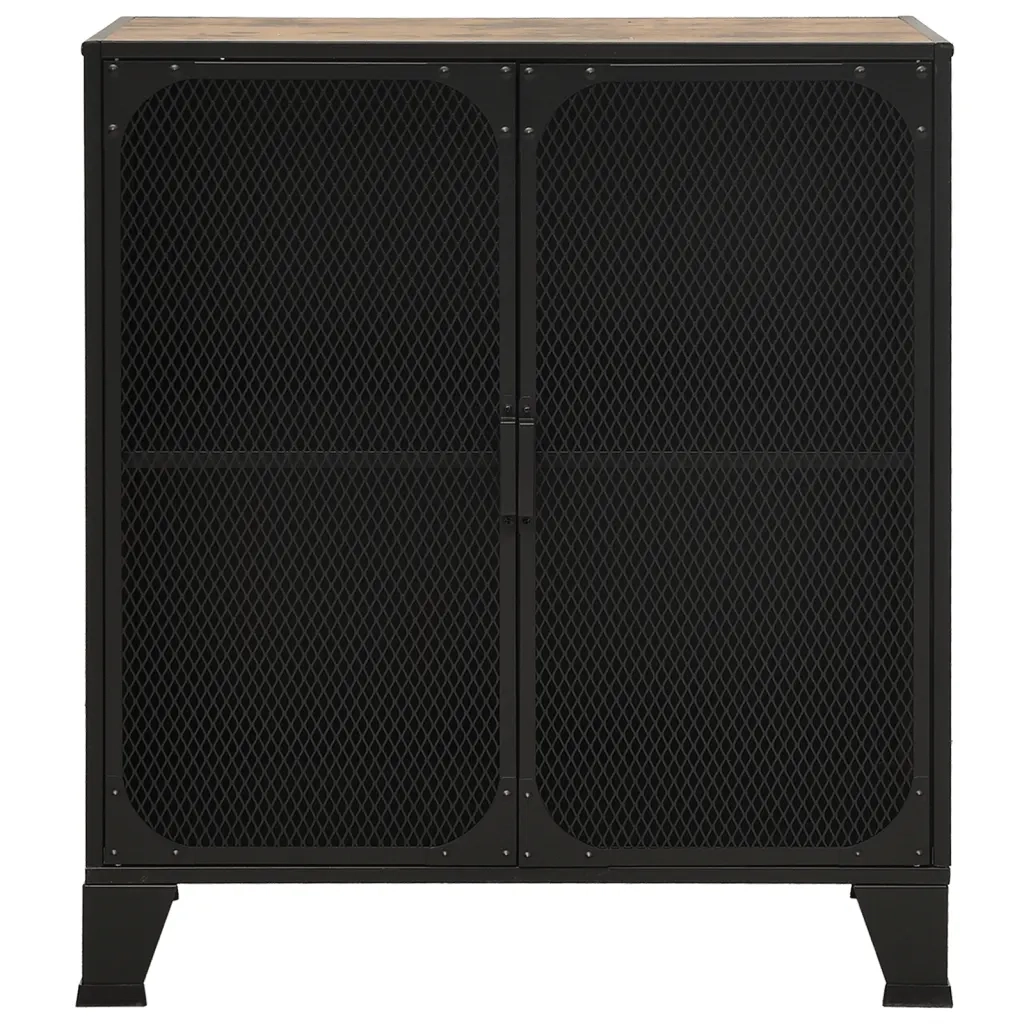 Armadietti 2 pz Marrone Rustico 72x36x82 cm Metallo e MDF 3095969
